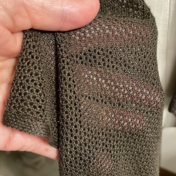 MAGASCHONI woman’s plus cascade open cardigan open knit accent army green 1X - Picture 3 of 10